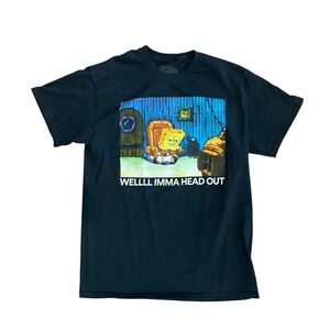 Spongebob Squarepants Well Imma Head Out Graphic Tee T-Shirt Black Medium Cotton